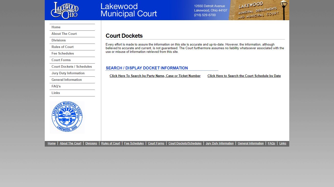 Lakewood Municipal Court - Court Dockets