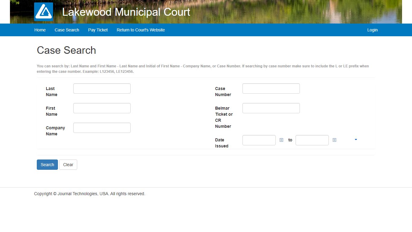 Case Search | Lakewood Municipal Court